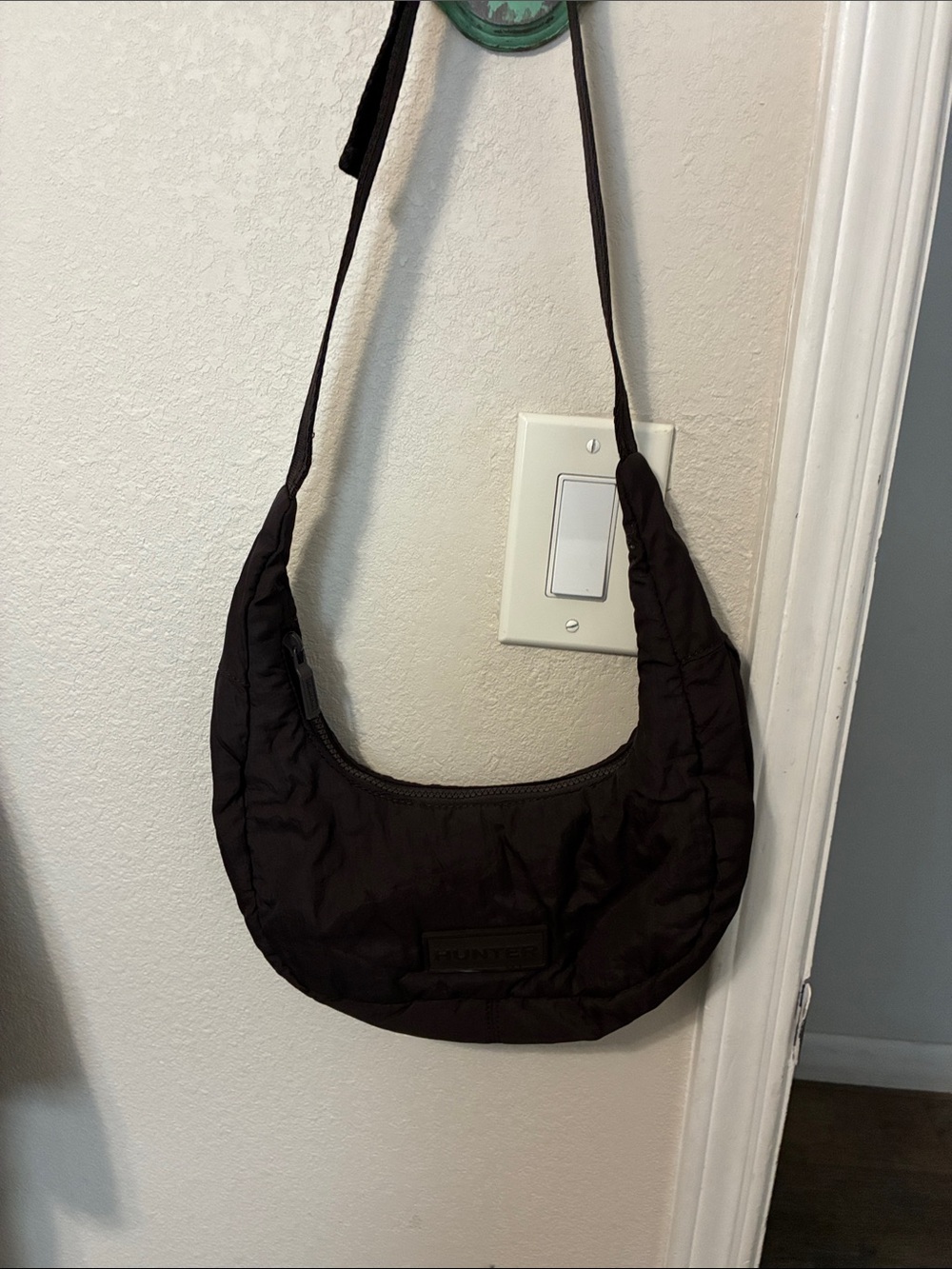 Hunter Black Quilted Crescent Shoulder Bag